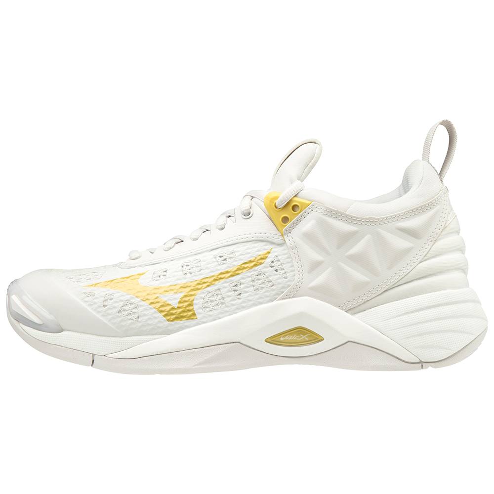 Damske Volejbalove Tenisky Mizuno Wave Momentum Biele/Zlate Vypredaj RKNT95473